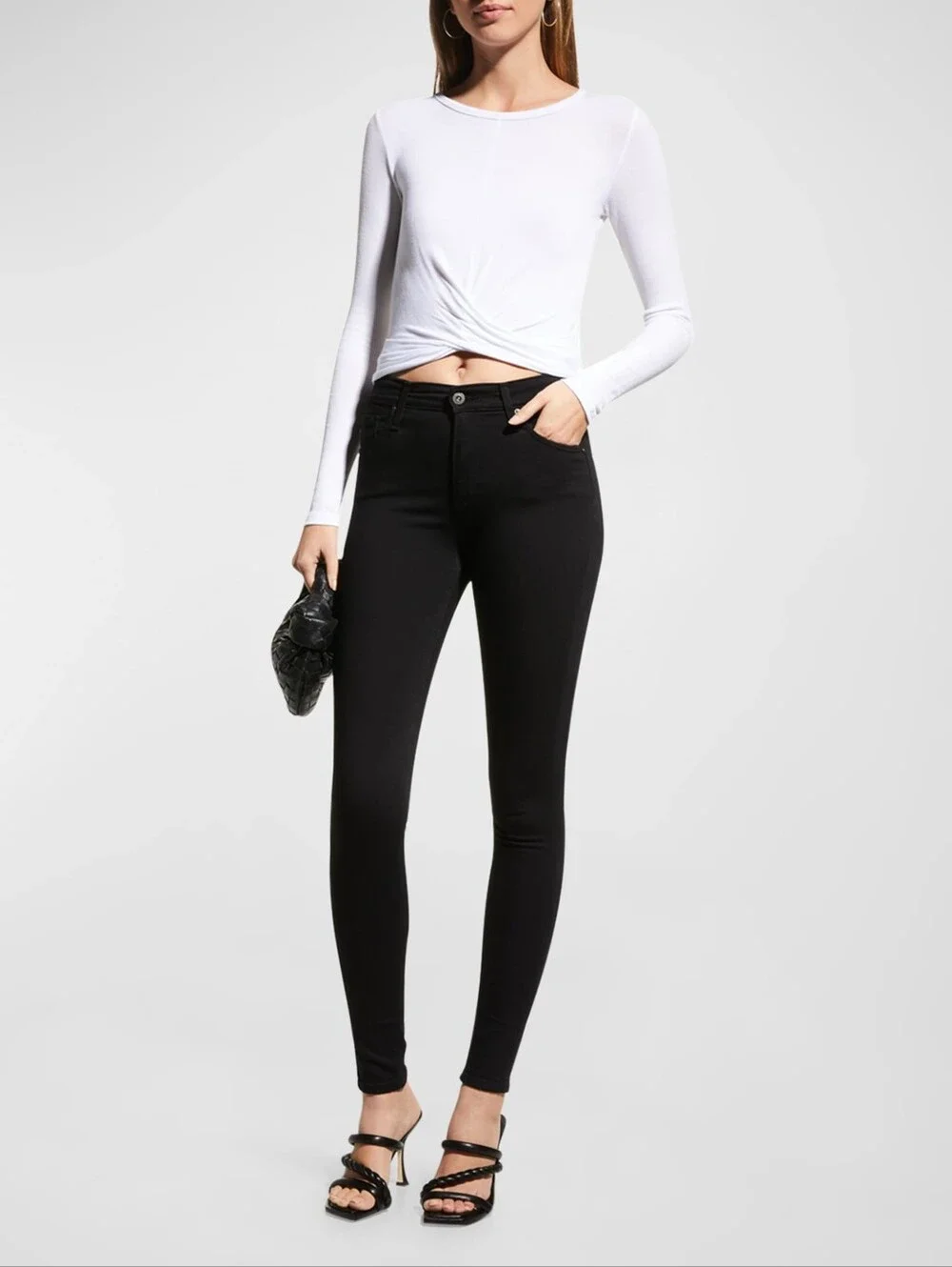 AG Jeans Super Black Farrah High Rise Skinny Jeans Size 29R - Picture 1 of 16
